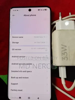 নতুন Xiaomi Redmi Note 15 ১২৮ জিবি ব্ল্যাক