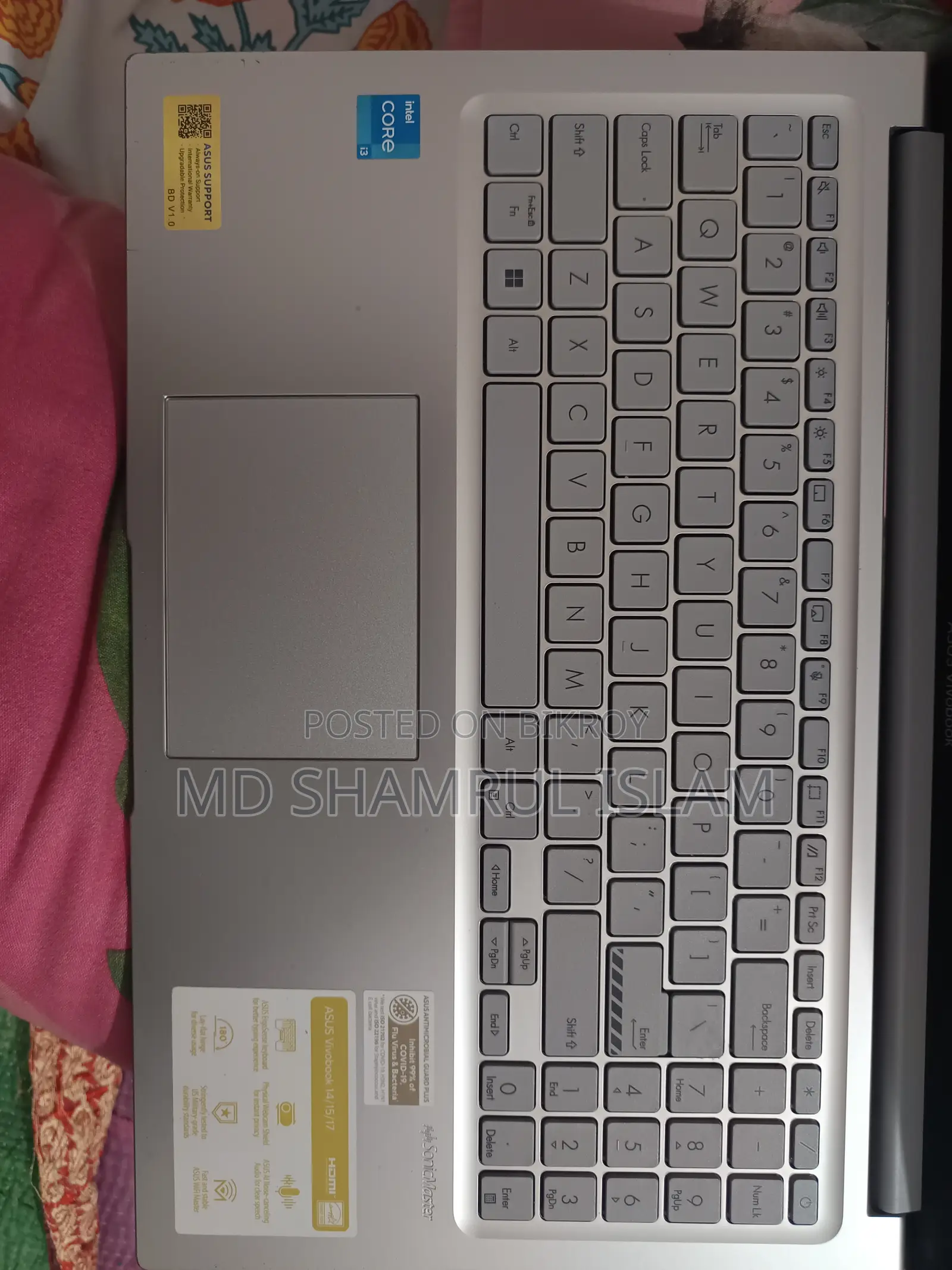 Laptop Asus Vivobook 15 8GB Intel Core i3 SSD 500GB