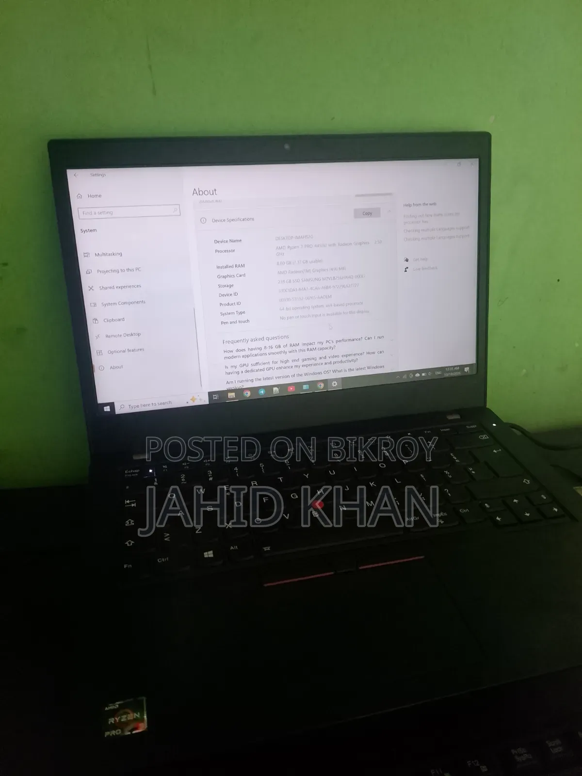 Laptop Lenovo ThinkPad L14 8GB AMD Ryzen 3 HDD 256GB