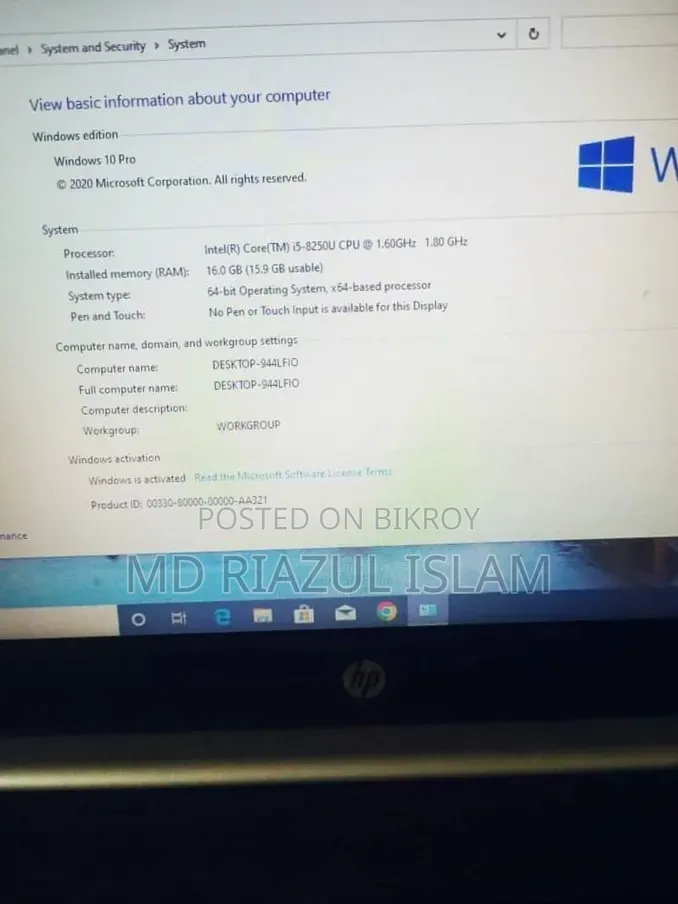 Laptop HP 15-da2933nia 16GB Intel Core i5 SSD 256GB