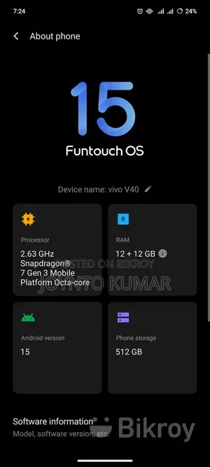 Vivo V40 512 GB Gray