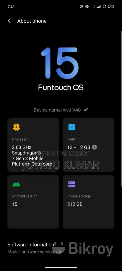 Vivo V40 512 GB Gray
