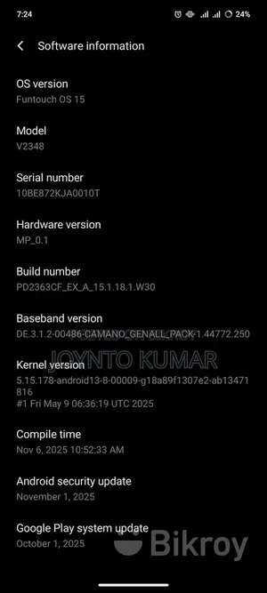 Vivo V40 512 GB Gray