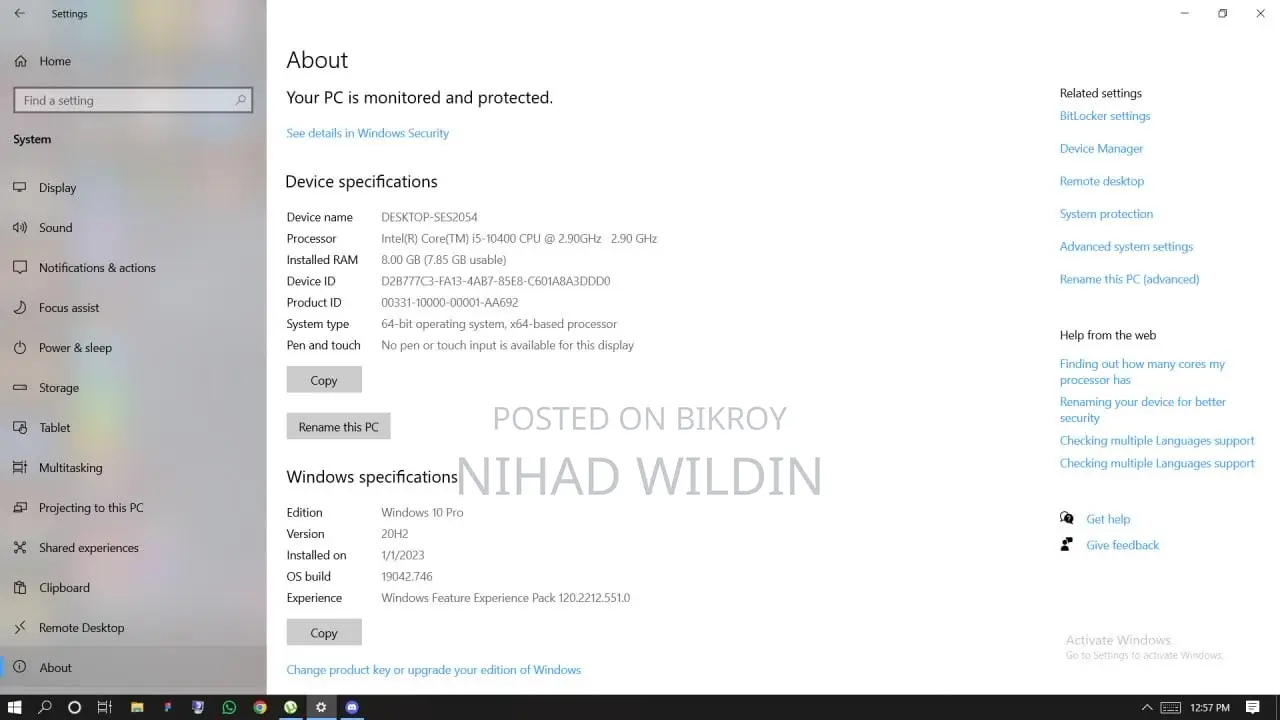 Desktop Computer Gigabyte 8GB Intel Core i5 SSD 256GB