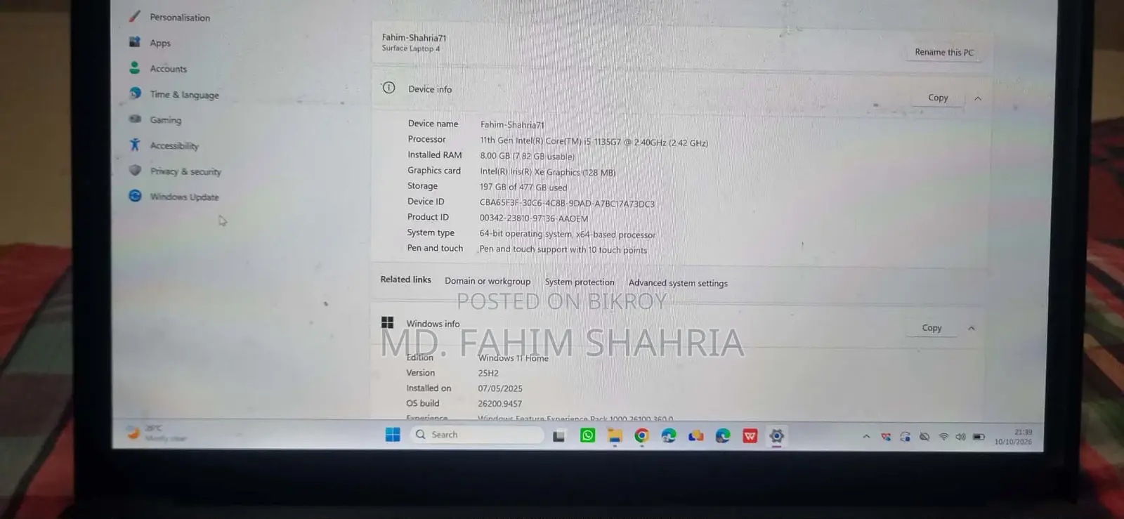 Laptop Microsoft Surface Laptop 4 8GB Intel Core i5 SSD 512GB