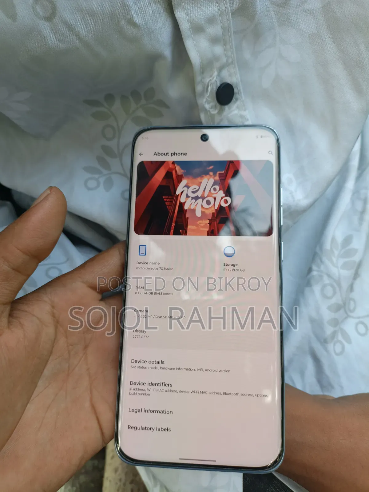 নিউ মটোরোলা এজ ৭০ ফিউশন ১২৮ জিবি হোয়াইট