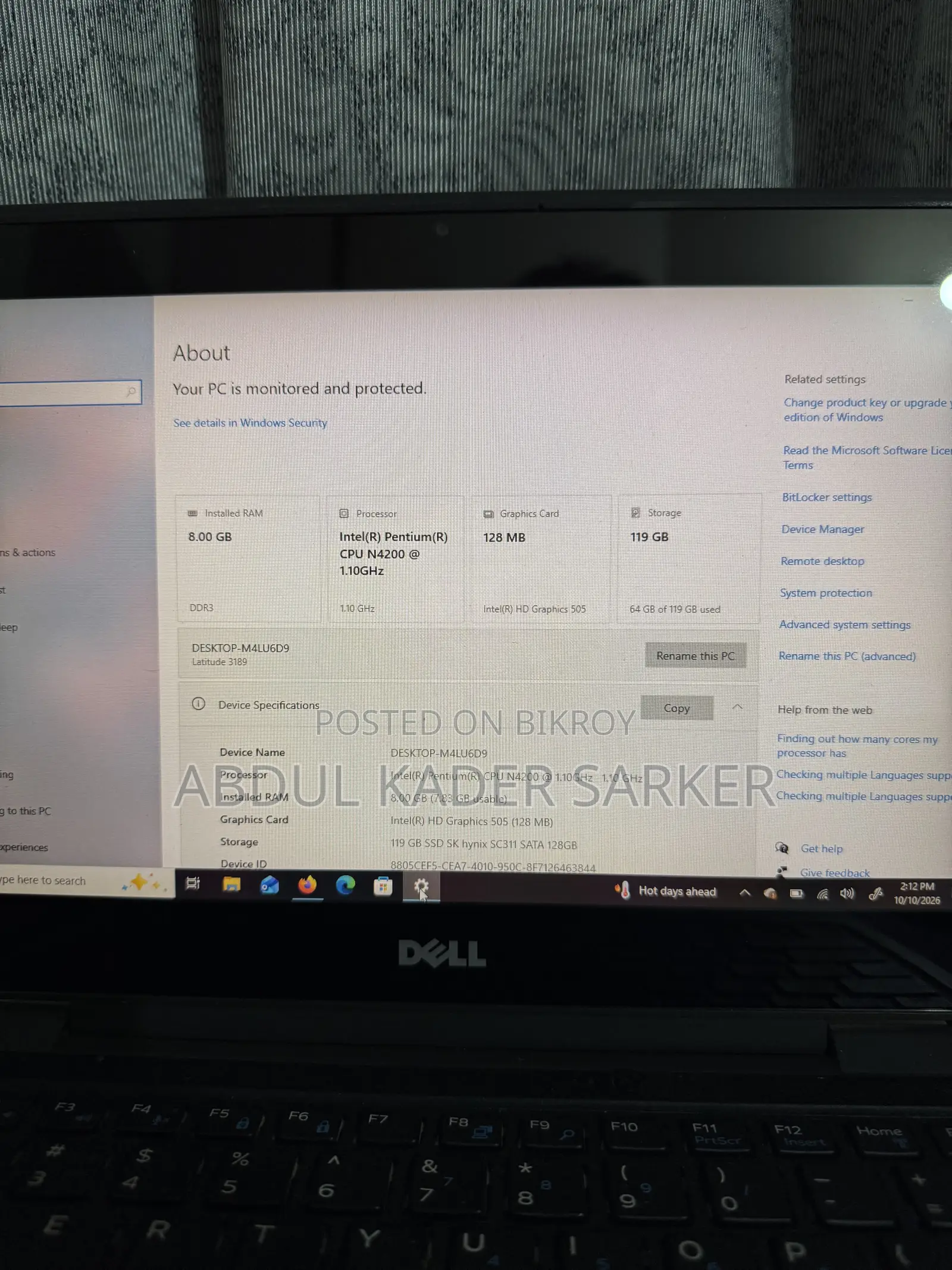 Laptop Dell Latitude 3189 8GB Intel Core 2 Quad SSD 140GB