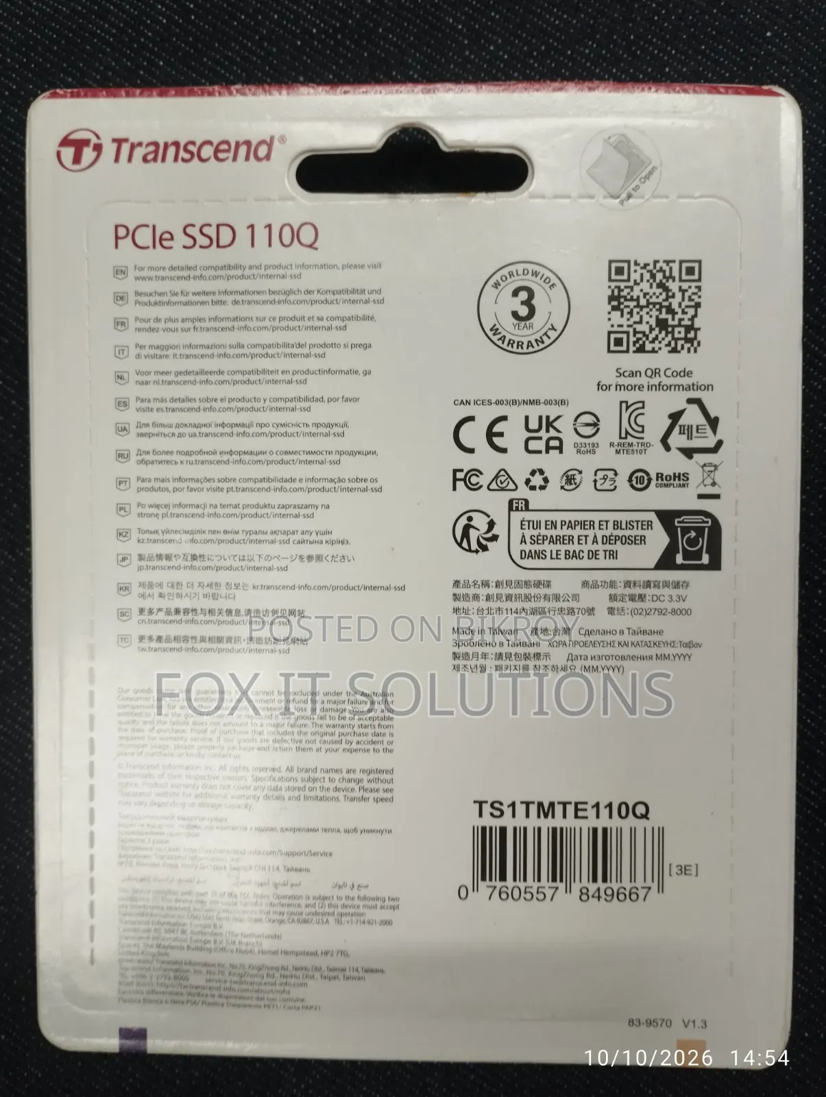 Transcend PCIe SSD 110Q (Gen 3 X4)