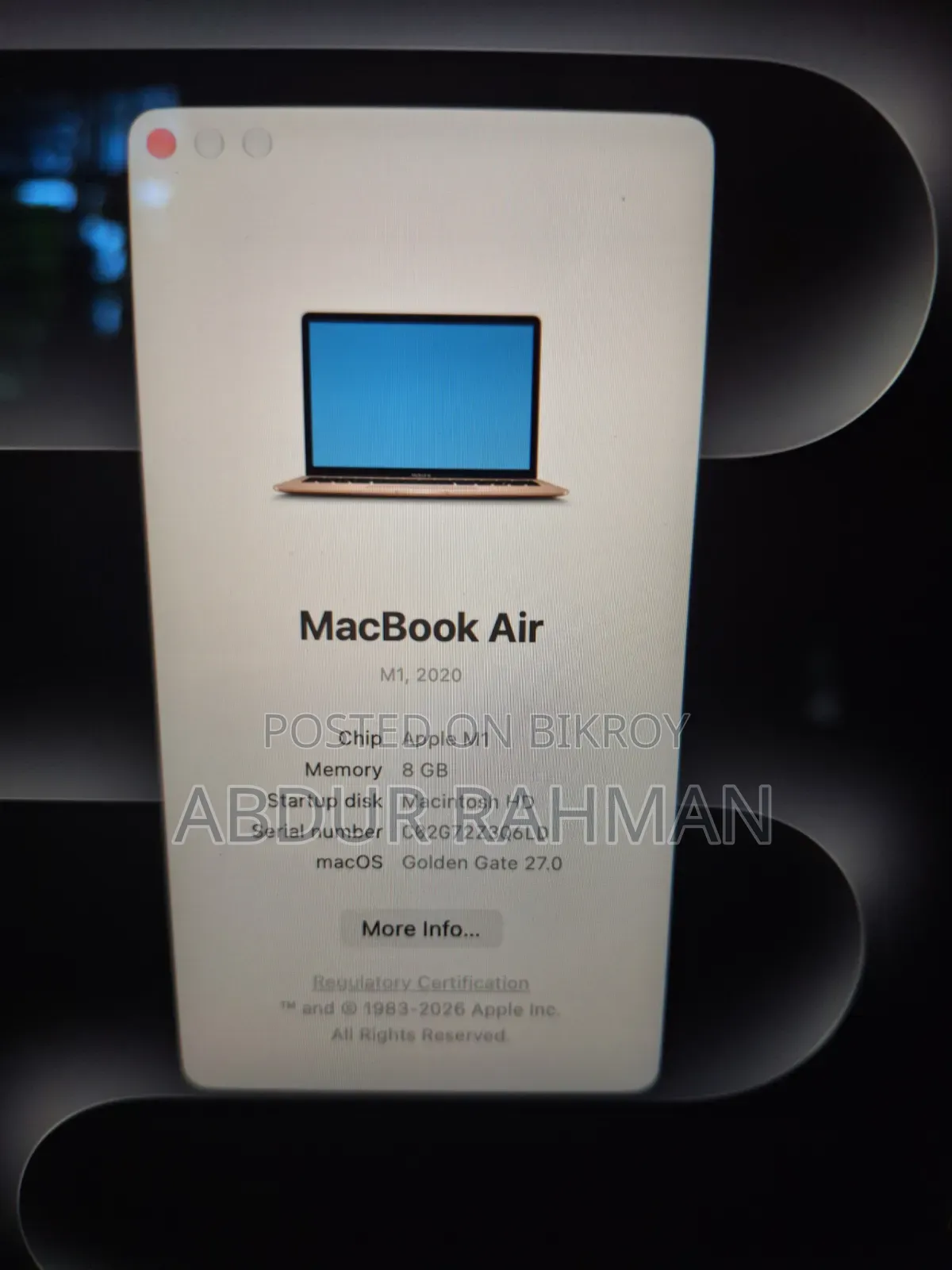 Laptop Apple MacBook Air 2020 M1 8GB Apple M1 SSD 512GB