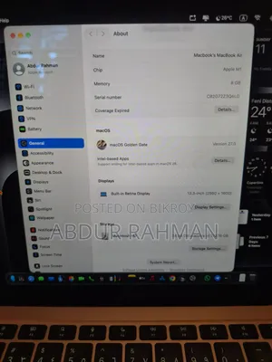 Laptop Apple MacBook Air 2020 M1 8GB Apple M1 SSD 512GB