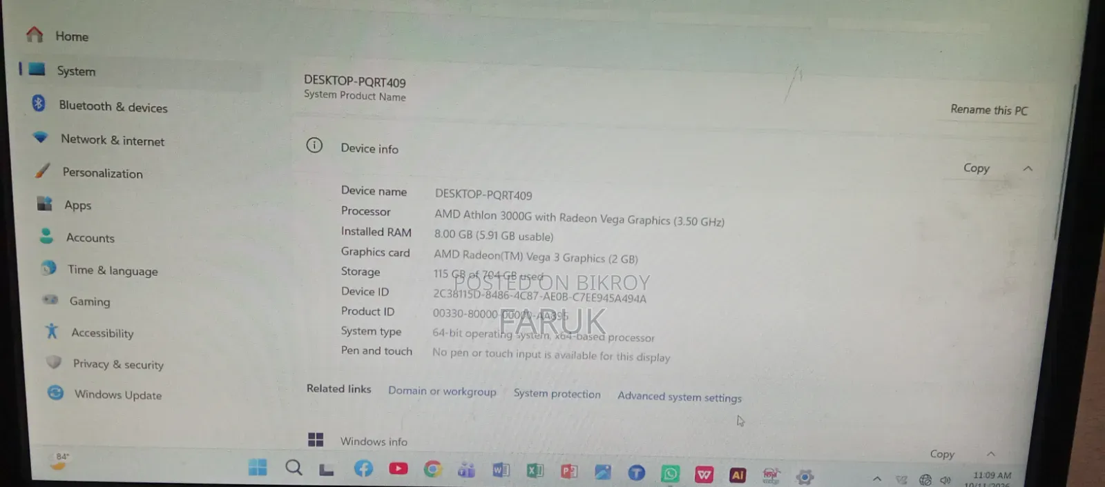 Desktop Computer Asus 8GB AMD HDD+SSD 512GB