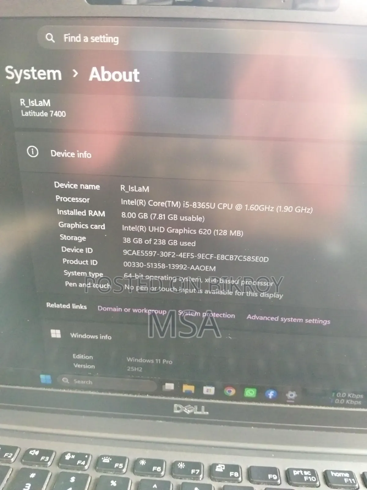 Laptop Dell Latitude 7400 8GB Intel Core i5 SSD 256GB