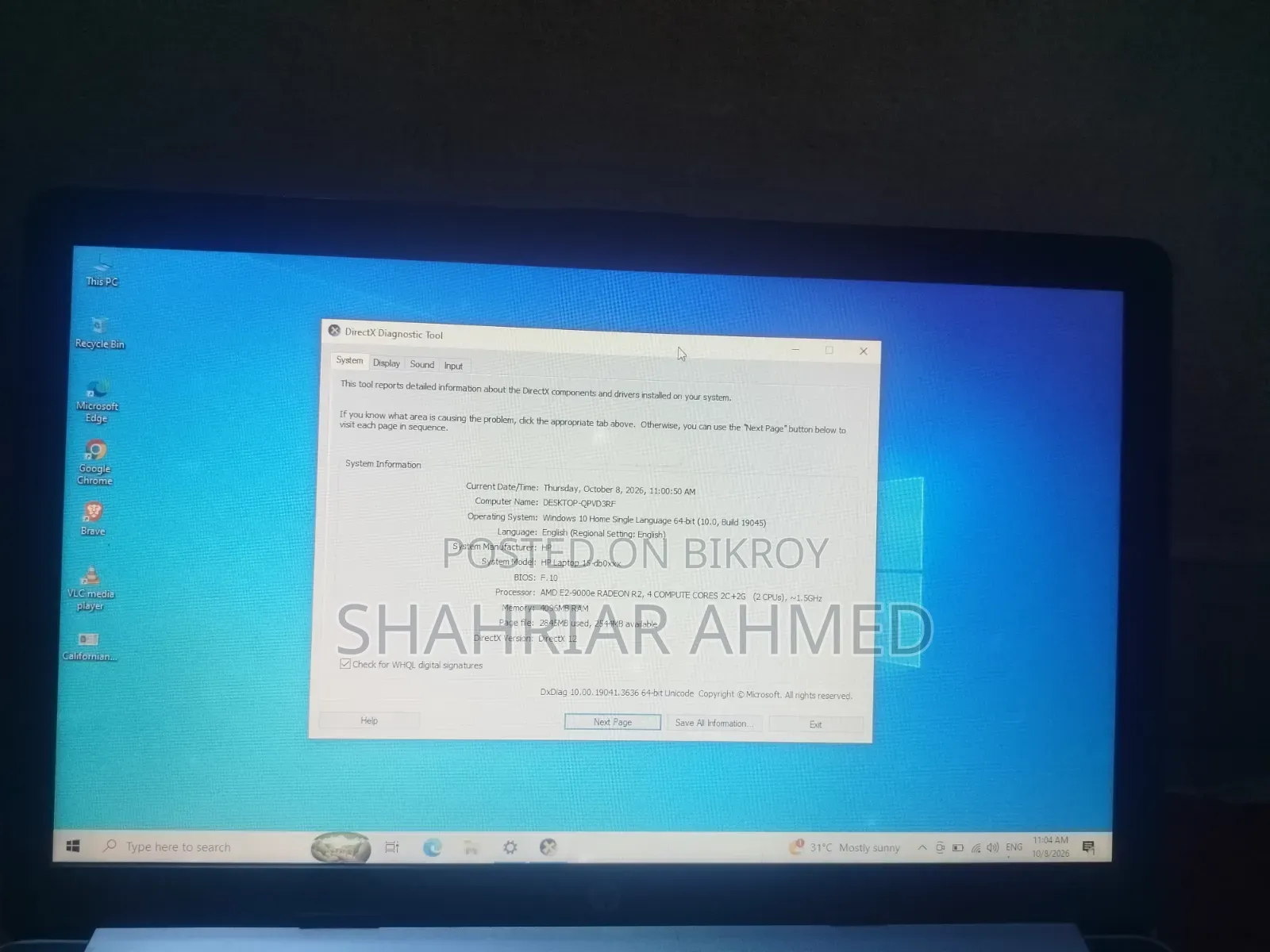 Laptop HP 15 4GB AMD HDD 500GB