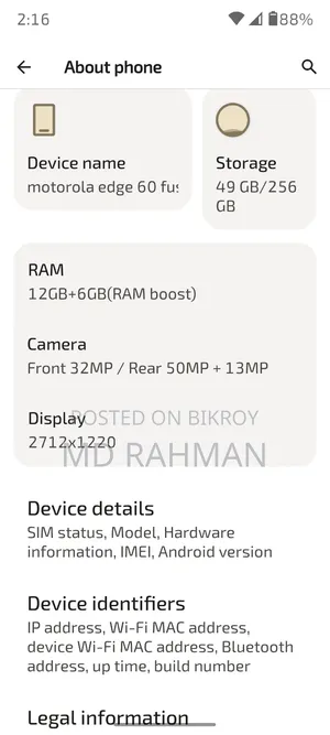 Motorola Edge 60 Fusion 256 GB Blue