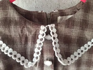 Princess Brown Checked Baby Dress (with Cute Bow)