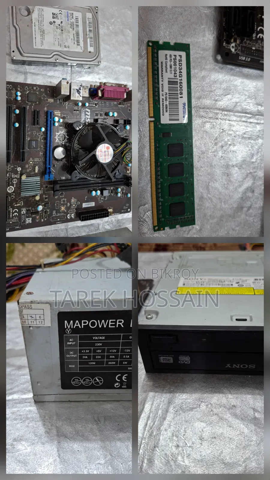 Motherboard MSI Military Class 4, RAM 4GB, Hard Disk 500 GB