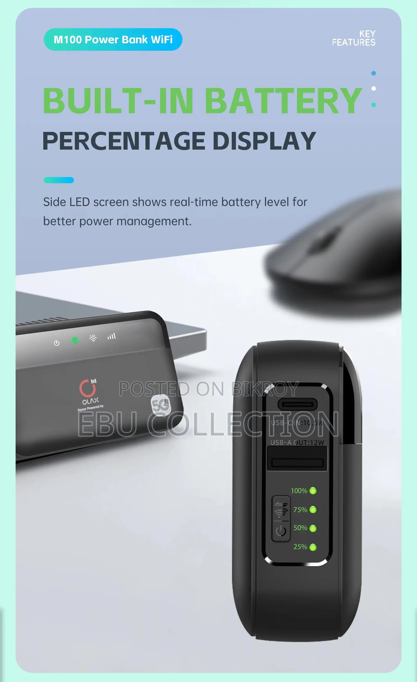 OLAX M100 WiFi 6 Pocket Router with 10000mAh Battery