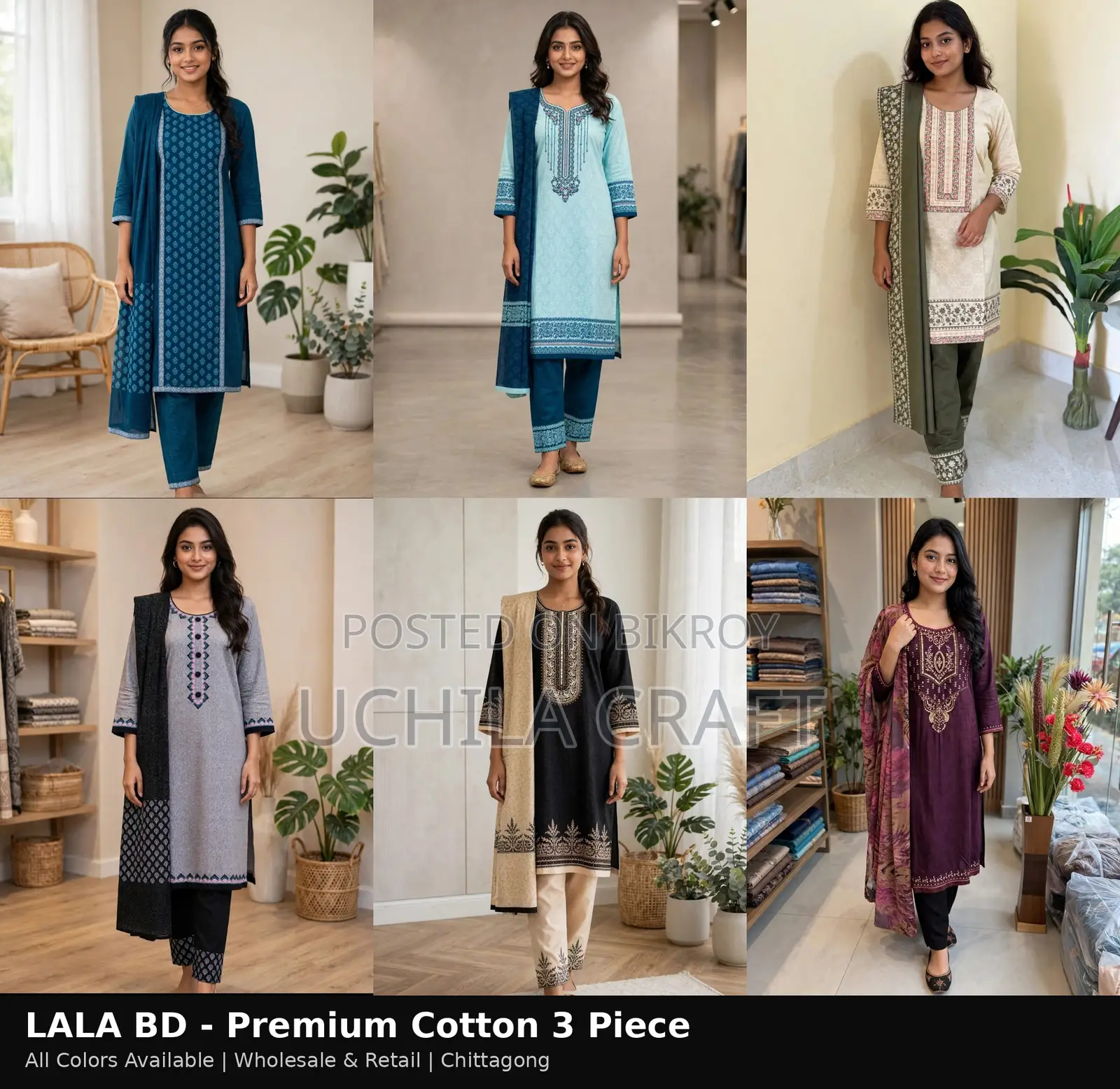 Lala Bd Cotton Three Piece