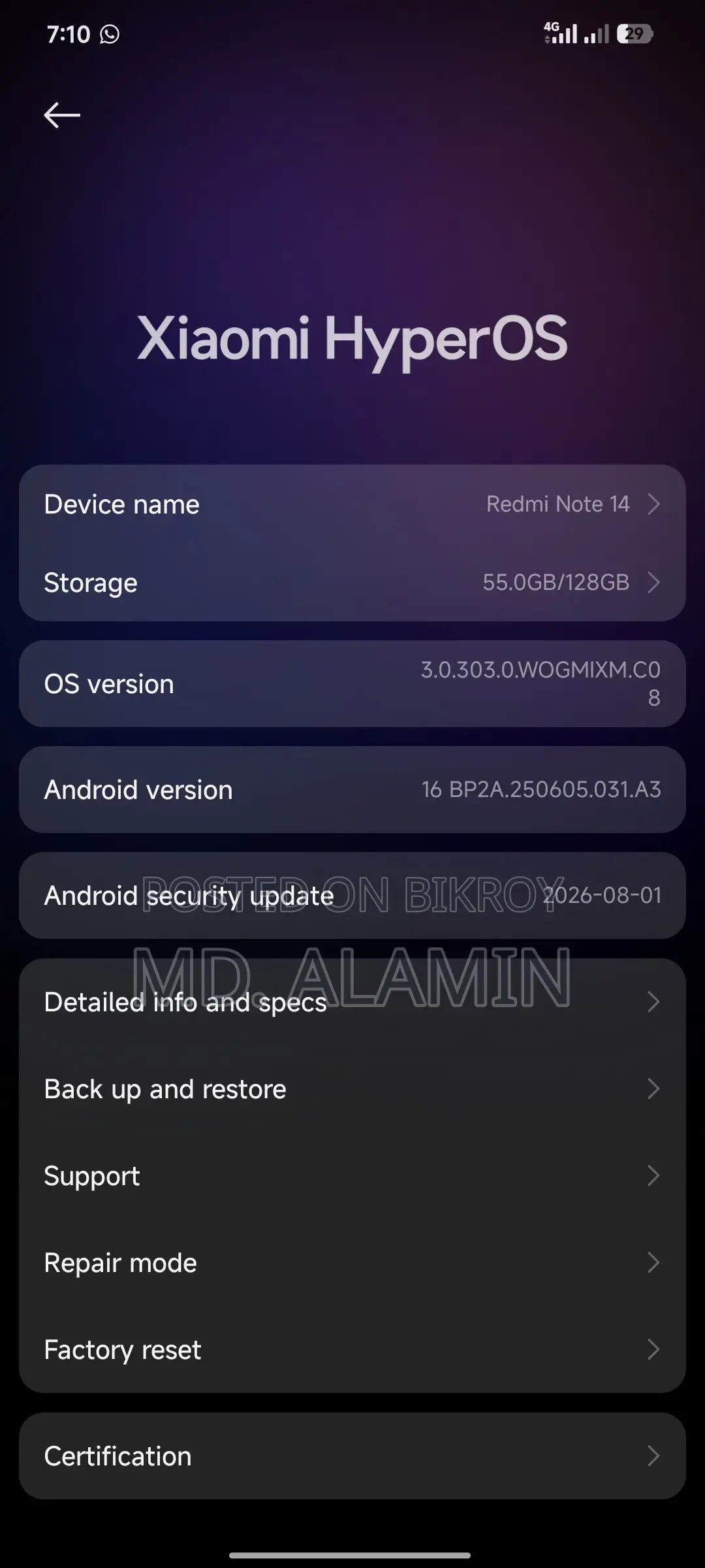 Xiaomi Redmi Note 14 4G 128 GB Green