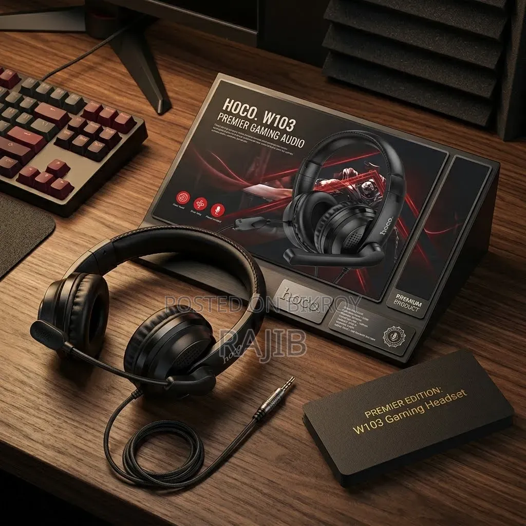 Hoco W103 Wired Gaming Headset With HD Mic and Deep Bass