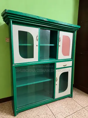 Green & Cream Glass Showcase for Sale