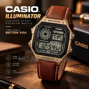 Casio Illuminator Vintage Digital Leather Strap Watch