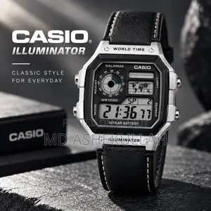 Casio Illuminator Vintage Digital Leather Strap Watch