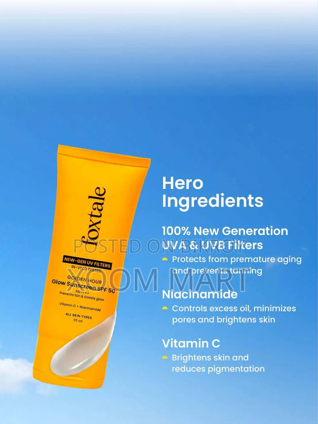 Foxtale Golden Hour Glow Sunscreen SPF 50 PA++++ (80ml Variant)