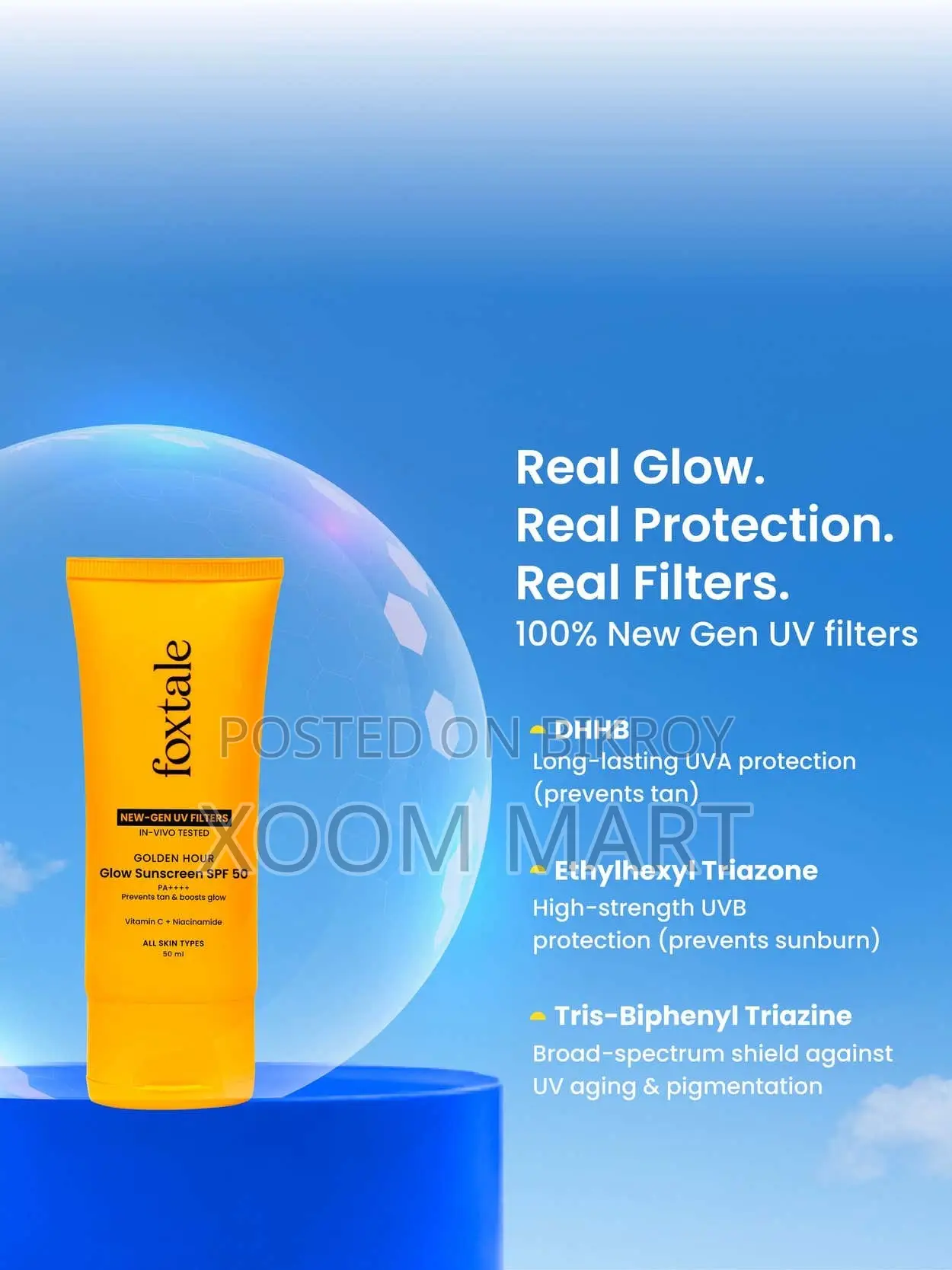 Foxtale Golden Hour Glow Sunscreen SPF 50 PA++++ (80ml Variant)