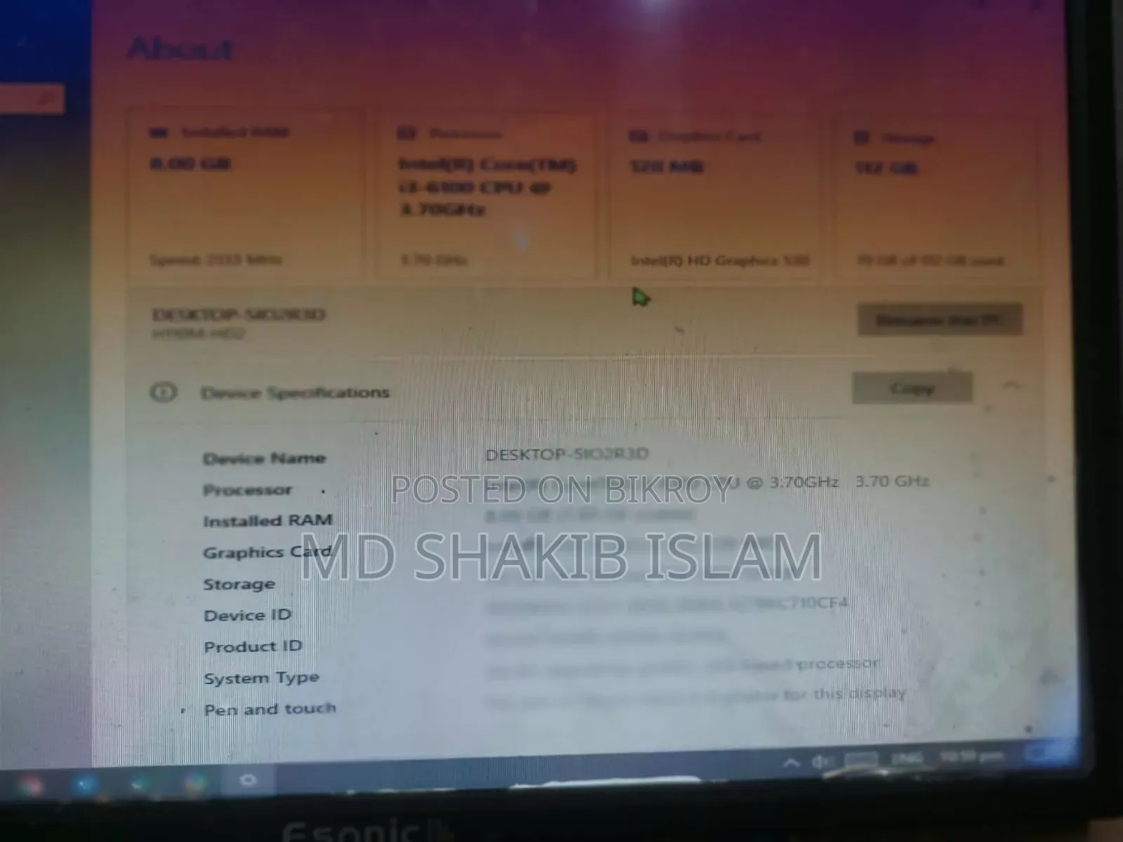 Desktop Computer Gigabyte GB-BACE-3000 8GB Intel Core i3 SSD 128GB