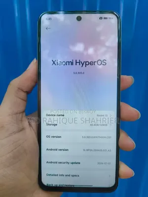 শাওমি রেডমি ১৩ ১২৮ জিবি গোল্ড