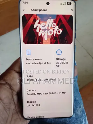 মটোরোলা এজ ৬০ ফিউশন ২৫৬ জিবি ব্লু