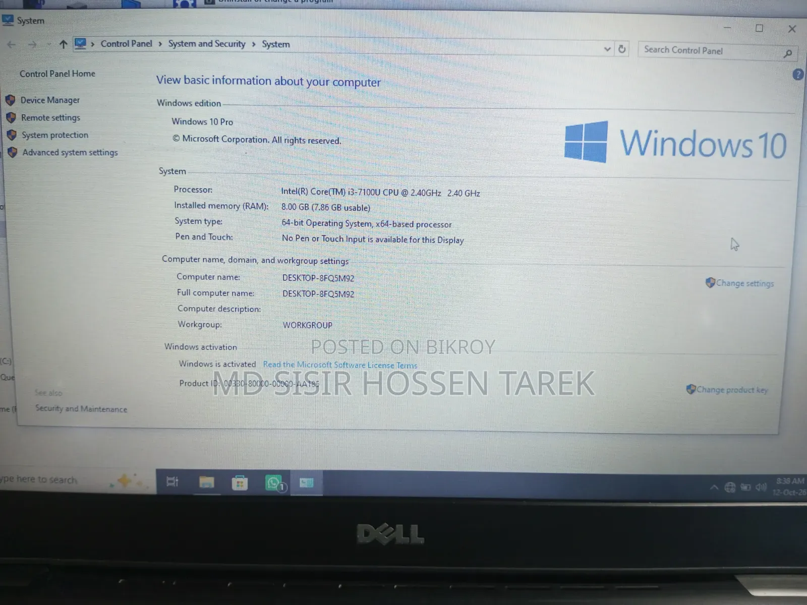 Laptop Dell Latitude 5280 8GB Intel Core i3 HDD+SSD 250GB