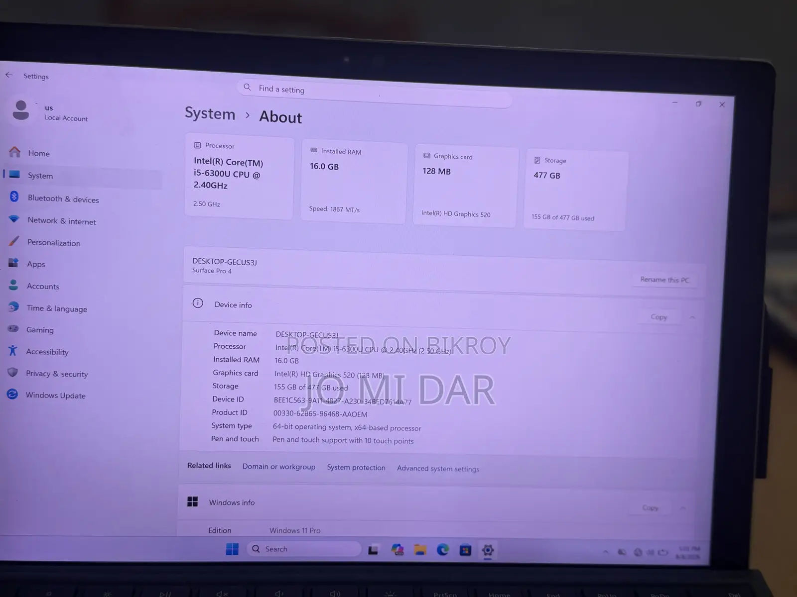 Laptop Microsoft Surface Pro 4 16GB Intel Core i5 SSD 512GB