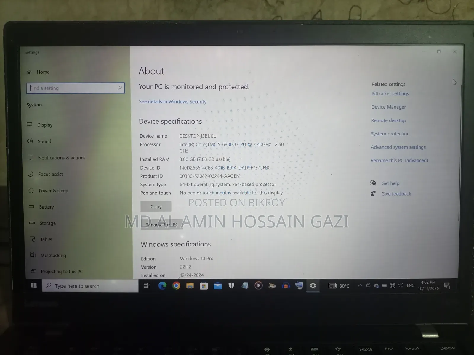 Laptop Lenovo ThinkPad T470s 8GB Intel Core i5 SSD 256GB
