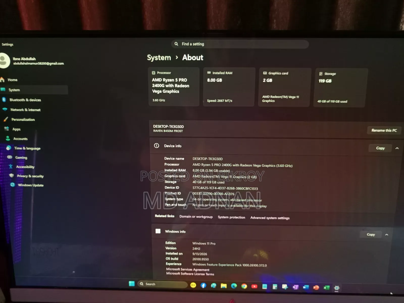 Desktop Computer 8GB AMD Ryzen 5 SSD 128GB