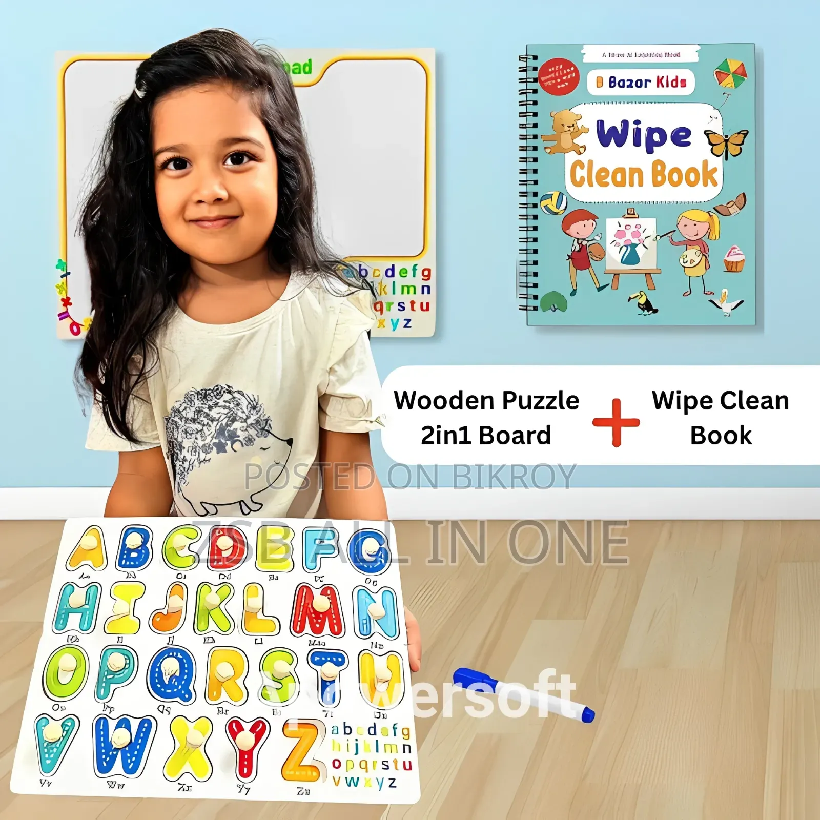 Kids Alphabet Puzzle Wipe Board and Book Combo