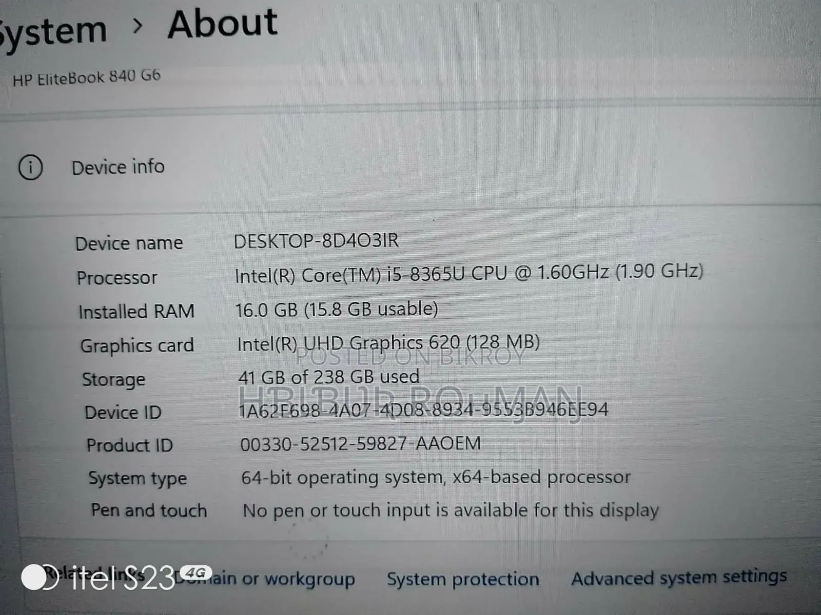 Laptop HP EliteBook 840 G6 16GB Intel Core i5 SSD 256GB
