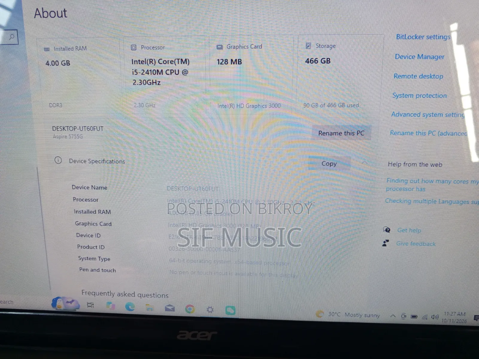 Laptop Acer Aspire 5755G 4GB Intel Core i5 HDD 500GB