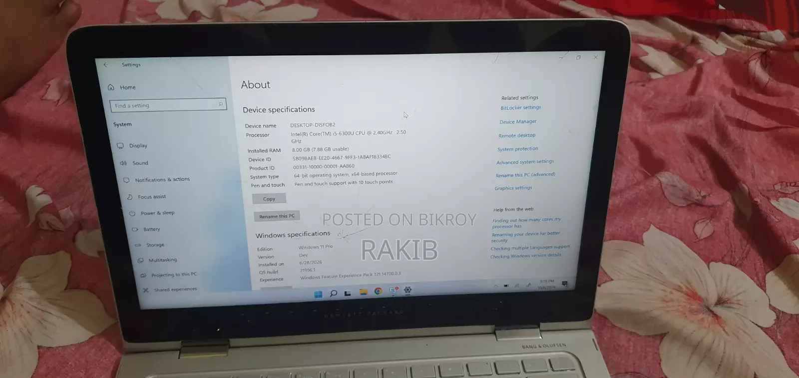 Laptop HP 8GB Intel Core i5 SSD 256GB