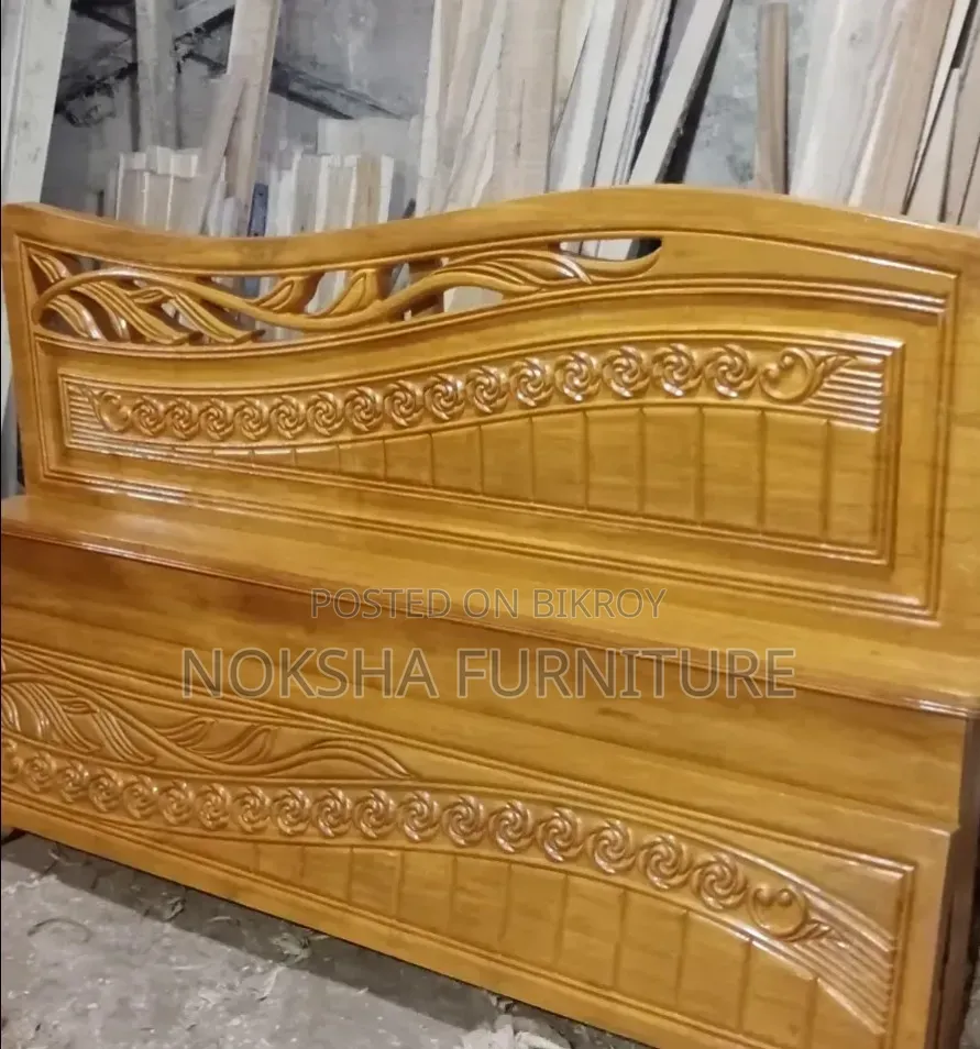 Akashe Wooden Bed Made with 2.5" Thick Wood for Sale