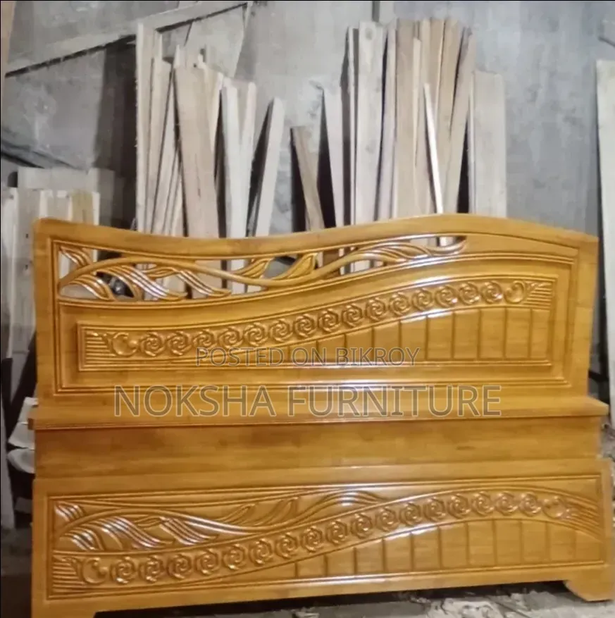 Akashe Wooden Bed Made with 2.5" Thick Wood for Sale
