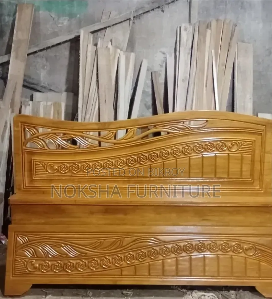 Akashe Wooden Bed Made with 2.5" Thick Wood for Sale