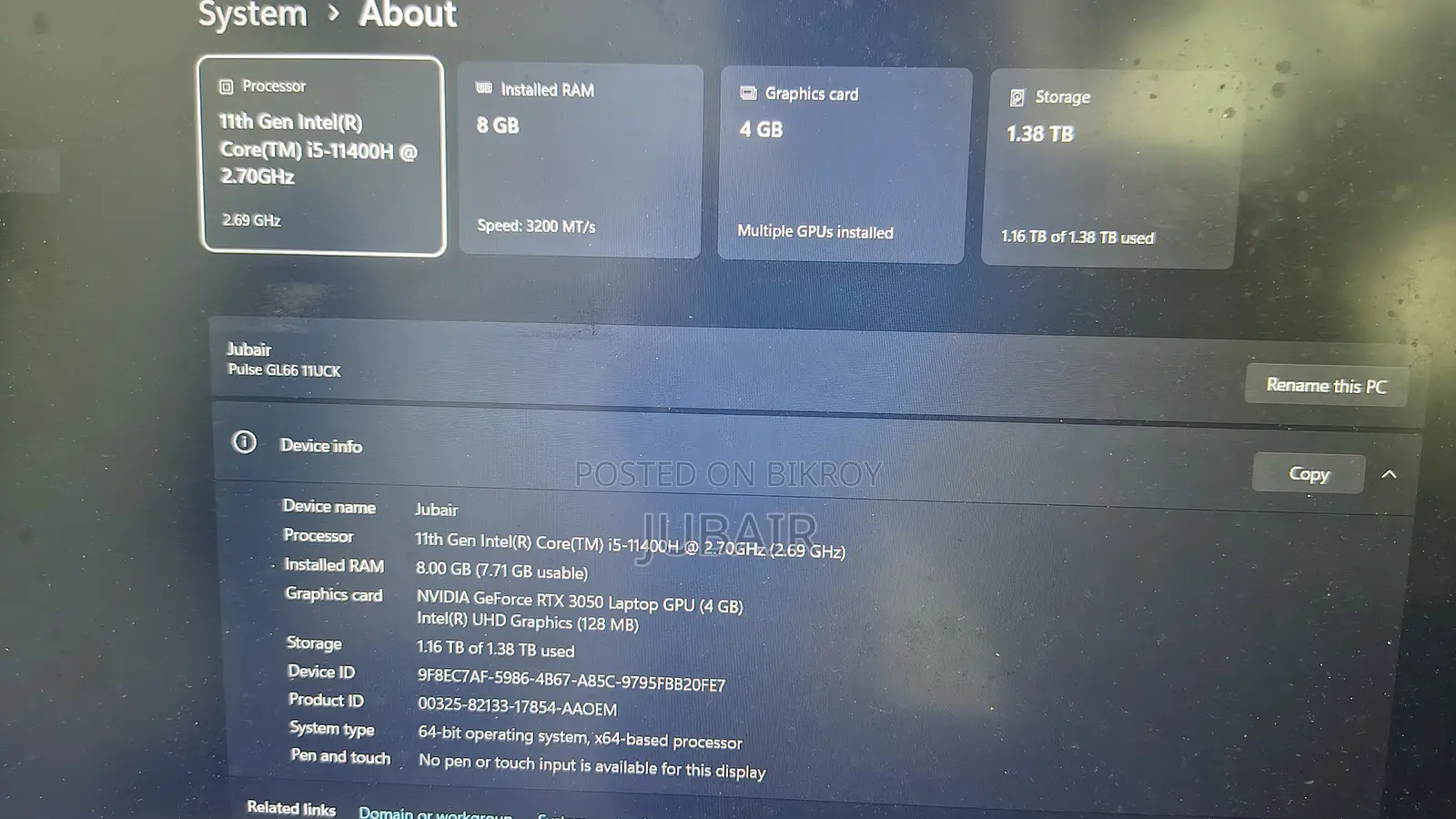Laptop MSI Pulse GL66 8GB Intel Core i5 SSD 512GB