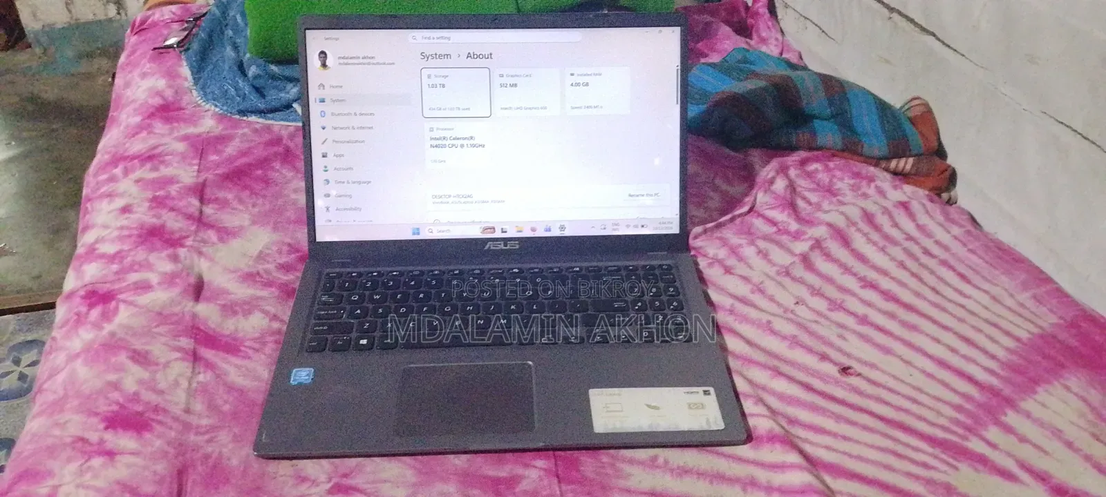 Laptop Asus 1015E 4GB Intel Core i3 SSD 1T