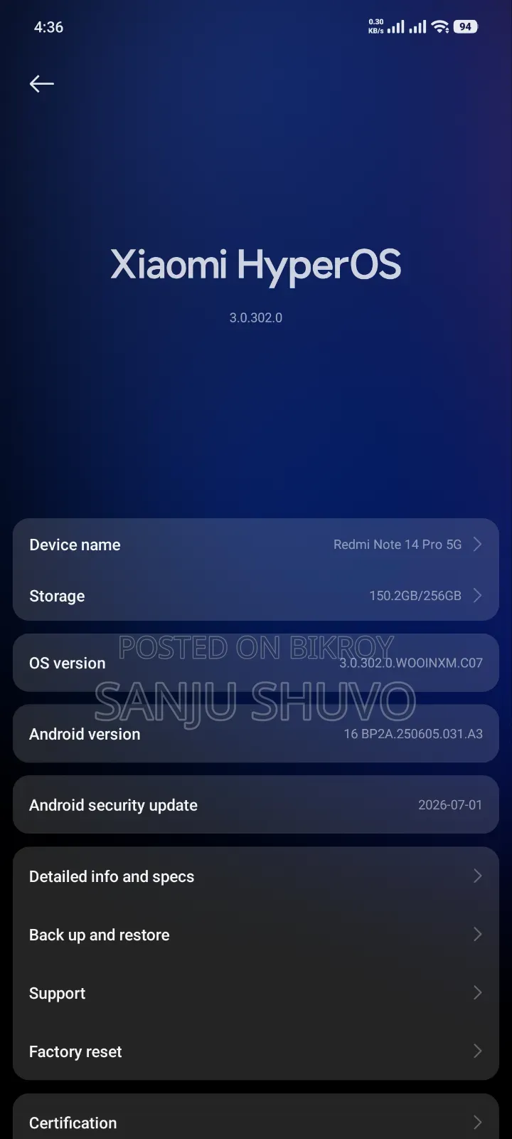 Xiaomi Redmi Note 14 Pro 5G 256 GB Bronze