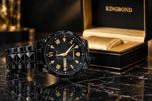 Luxury Black & Gold Men's Analog Watch | Premium Quartz Wristwatch