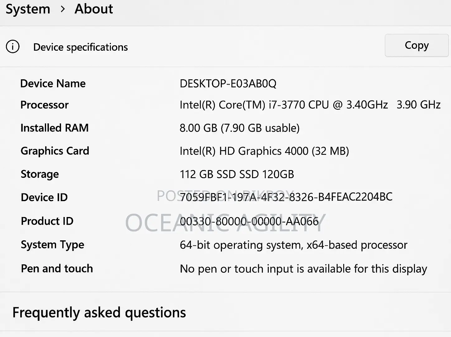 Desktop Computer Gigabyte 8GB Intel Core i7 SSD 128GB