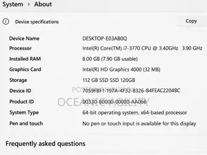 Desktop Computer Gigabyte 8GB Intel Core i7 SSD 128GB