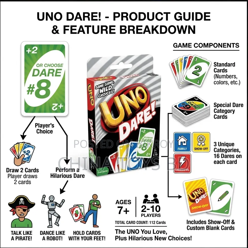 UNO Dare Challenge Card Game – Fun Party Game for Friends